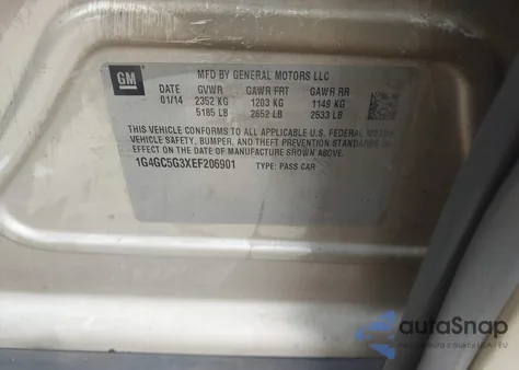 2014 Buick Lacrosse Leather Group from USA, damaged, VIN 1G4GC5G3XEF206901